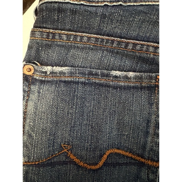 7 FOR ALL MANKIND The Ankle Skinny Jeans Raw Hem‎  Size 27x 32L Dark Wash - Picture 4 of 10